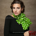 Ladies Handmade Printed Wool Green and White Polka Dots Scarf